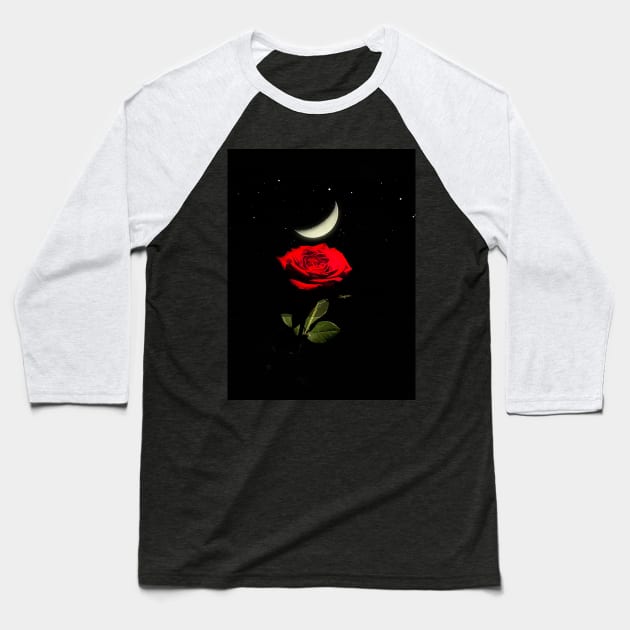 Rose and a Moon Baseball T-Shirt by Scarlet_Designz